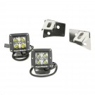 Windshield Bracket LED Light Kit, Sqr, Stainless Steel, 07-15 Wrangler