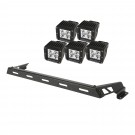 Hood Light Bar Kit, Textured Black, 5 Square LEDs, 07-15 Jeep Wrangler