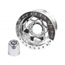 17" Aluminum Beadlock Wheel, (8 on 6.5 w/ 5.00" BS), Blue Segmented Ring