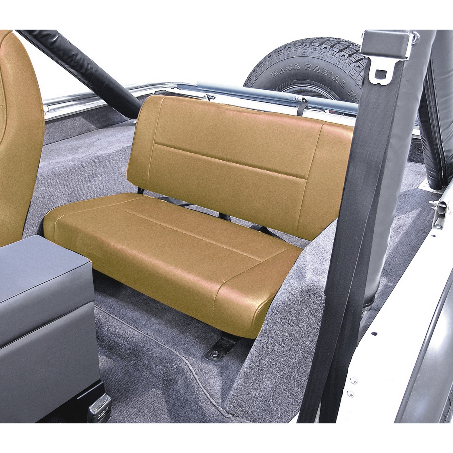 Fixed Rear Seat, Tan, 55-95 Jeep CJ and Wrangler